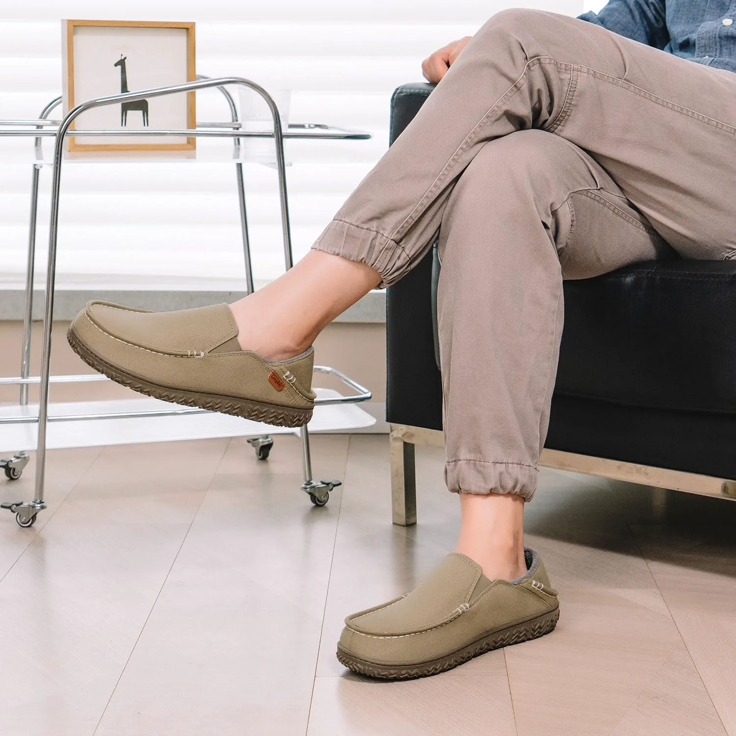 

Мужские мокасины LongBay, удобные теплые домашние тапочки с эффектом памяти, для зимы, для дома и улицы, хаки