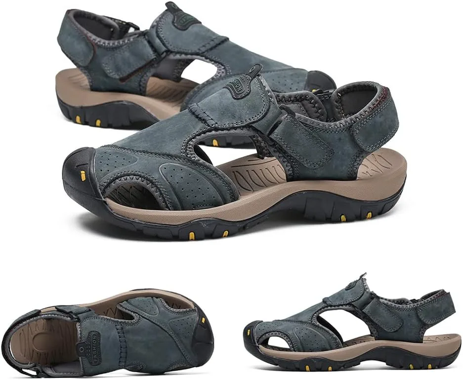 

Rojeam Мужские повседневные сандалии для ходьбы с закрытым носком, пляжная обувь, спортивные уличные сандалии, летние сандалии для походов и треккинга, синий