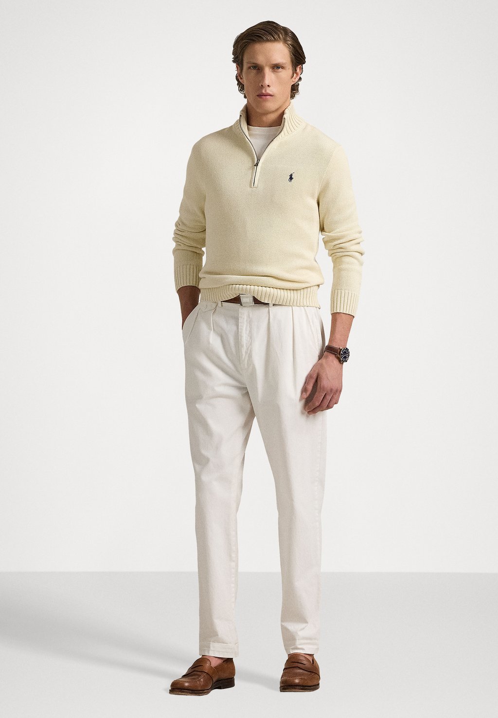Джемпер COTTON QUARTER ZIP SWEATER Polo Ralph Lauren, молочный — фото 2
