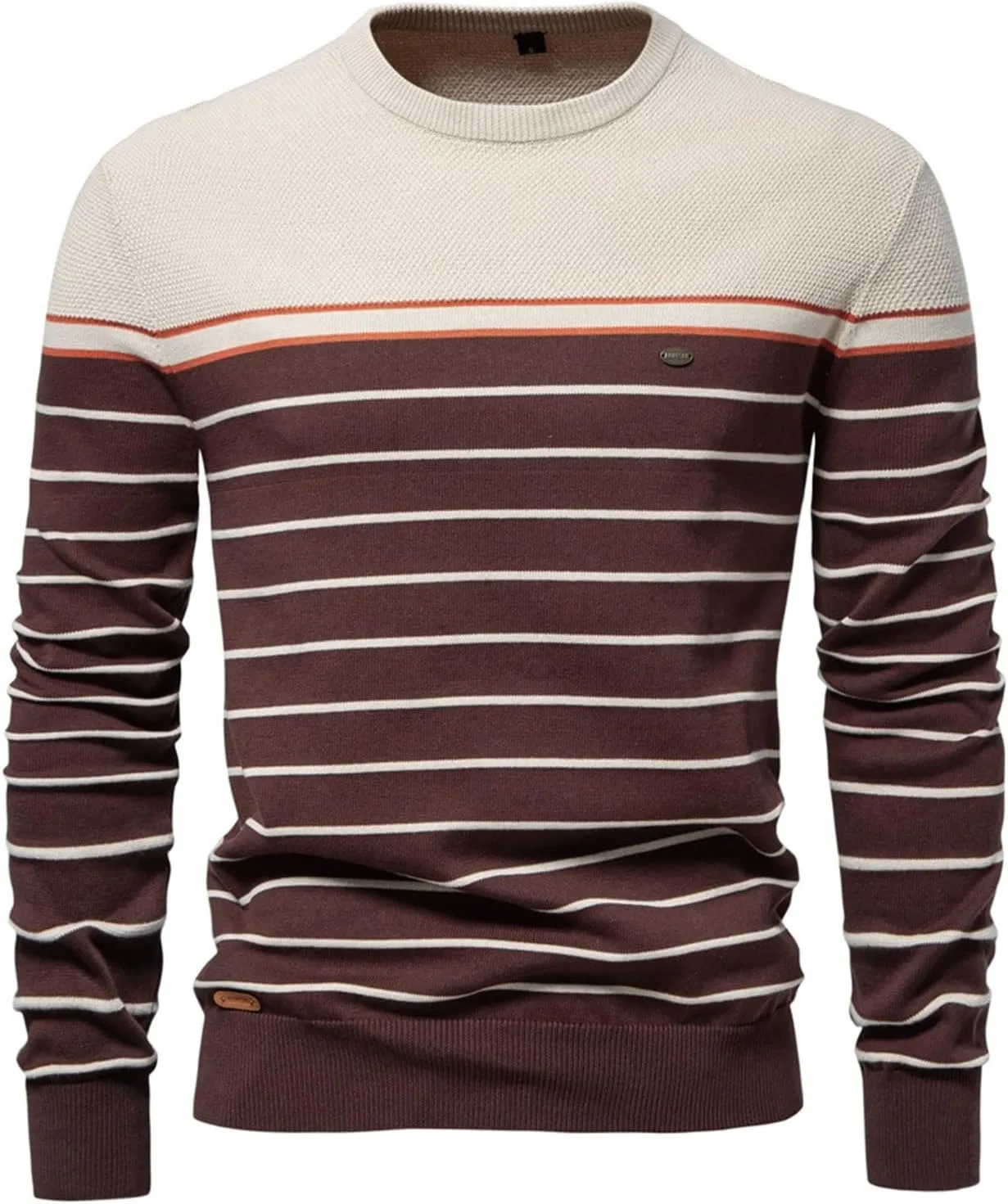 

Мужской свитер 2024 в полоску, вязаный, цветной блок