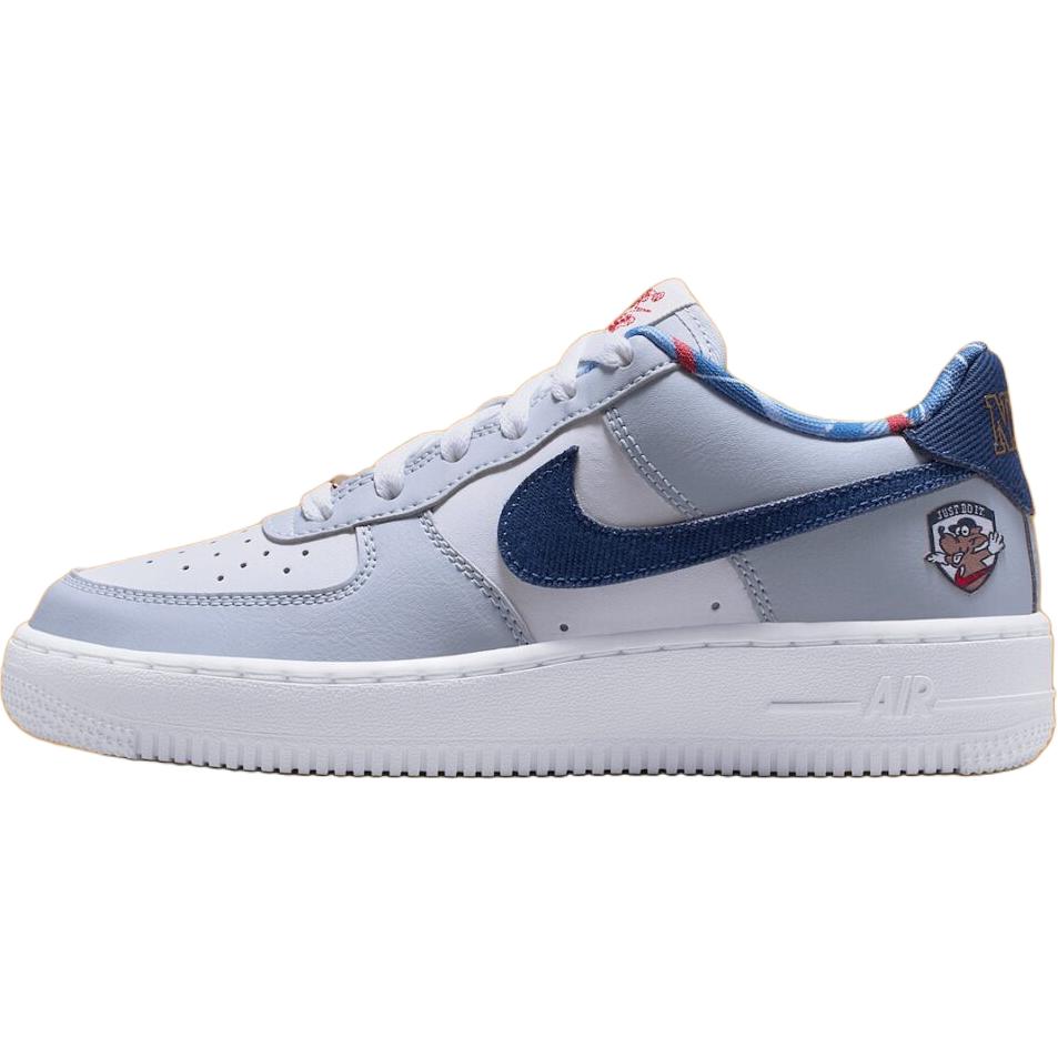 

Nike Air Force 1 устойчивые к истиранию низкие детские скейтбординг кроссовки white blue kids'
