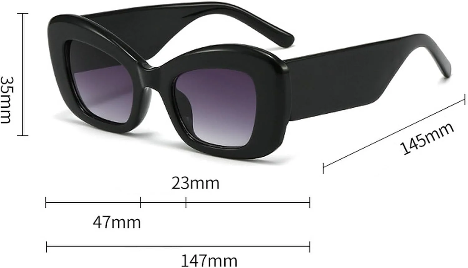 

Модные и милые солнцезащитные очки «кошачий глаз» для женщин и мужчин, ретро-очки с толстой квадратной оправой в стиле 90-х mincl, Black