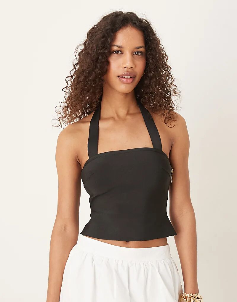 

Бандажный топ-халтер ASOS DESIGN черного цвета