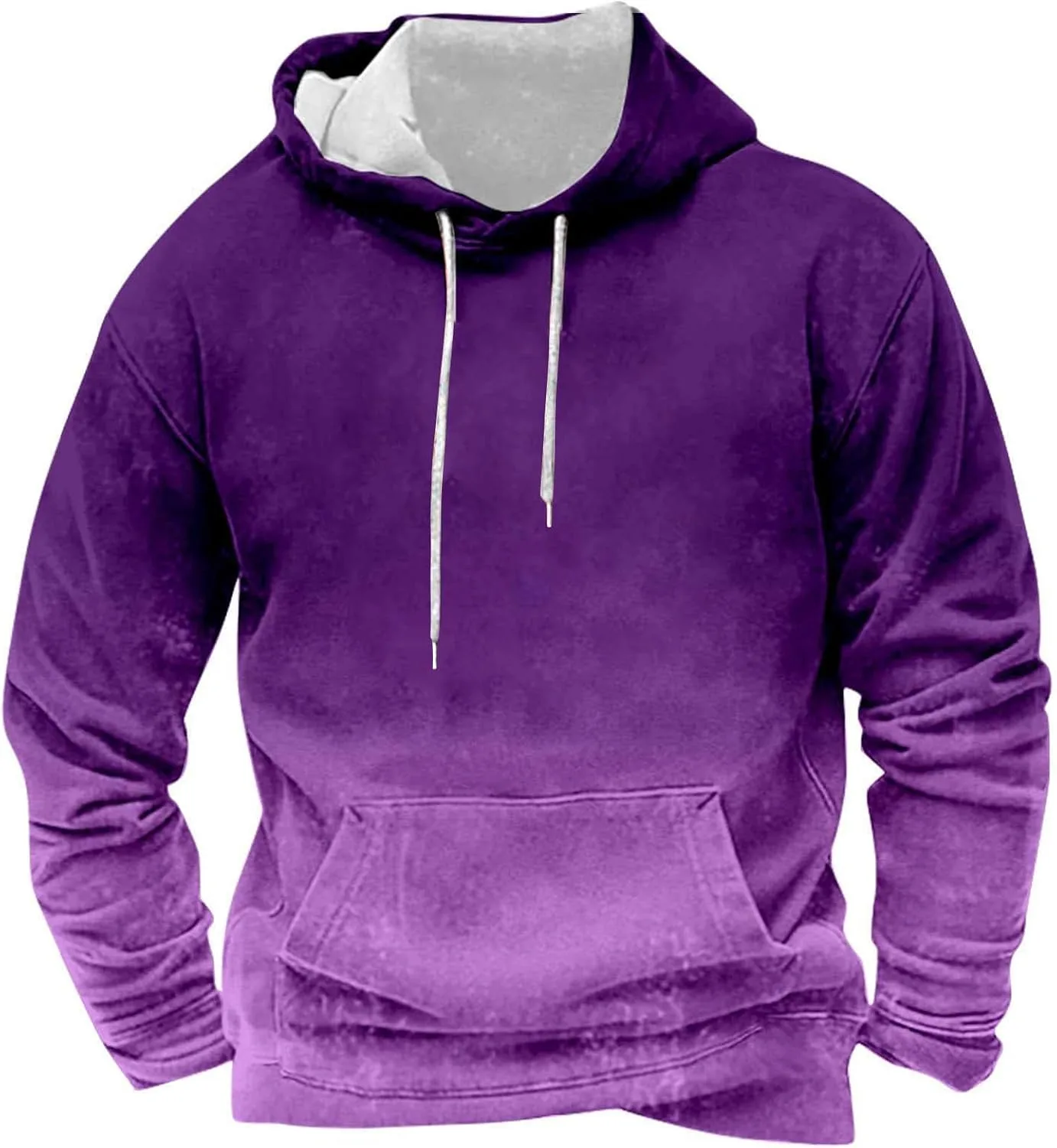 

Мужской худи с капюшоном на молнии, с длинным рукавом, в градиентном цвете и карманом-кенгуру QUNPIU