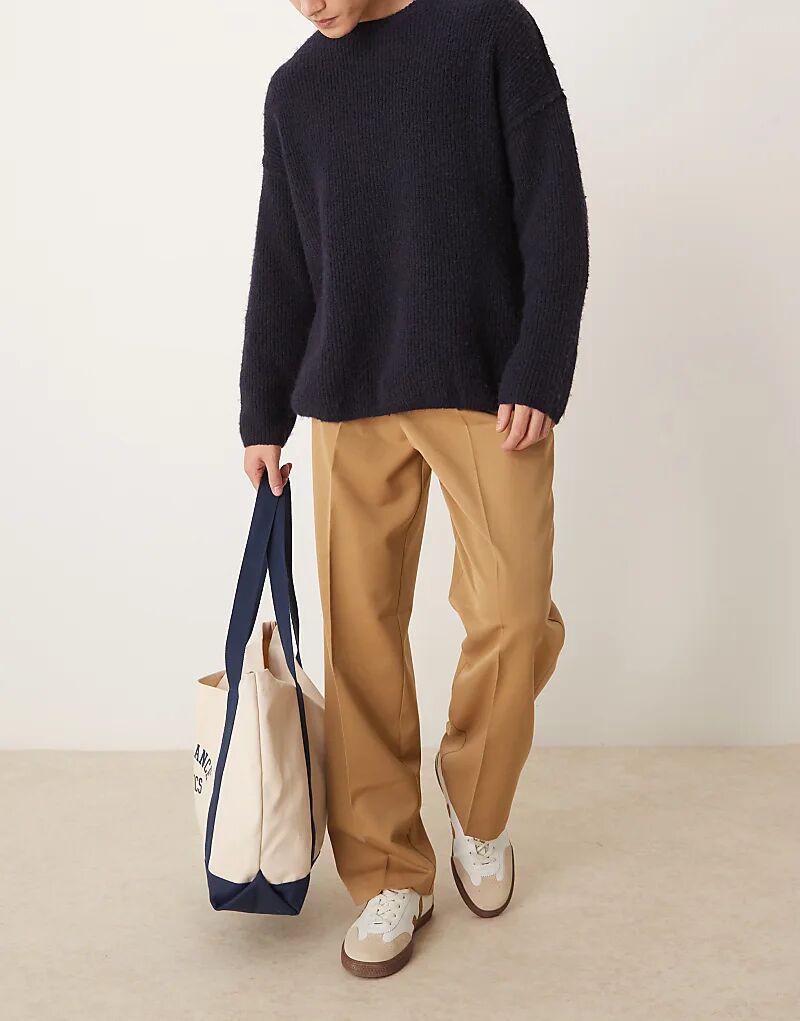 

Элегантные брюки ASOS DESIGN широкого кроя со складкой спереди в цвете пыльного верблюжьего цвета