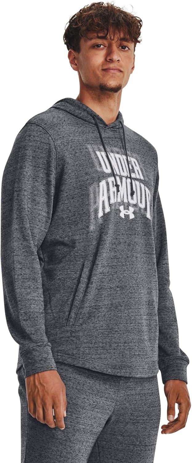 

Мужская толстовка с графическим принтом UNDER ARMOUR UA Rival Terry, темно-серый/светло-белый меланж