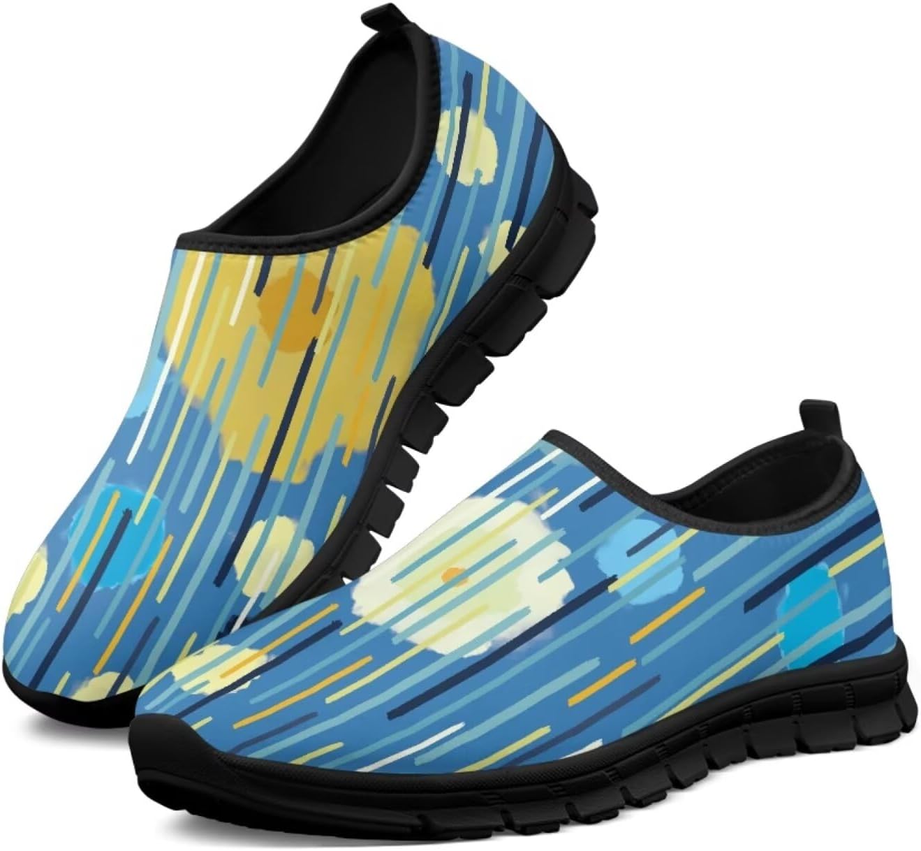 

Мужские слипоны Twousenru, удобные повседневные лоферы, широкие, с нескользящей подошвой, обувь для работы, домашние тапочки, легкие кроссовки для улицы, Raining Floral