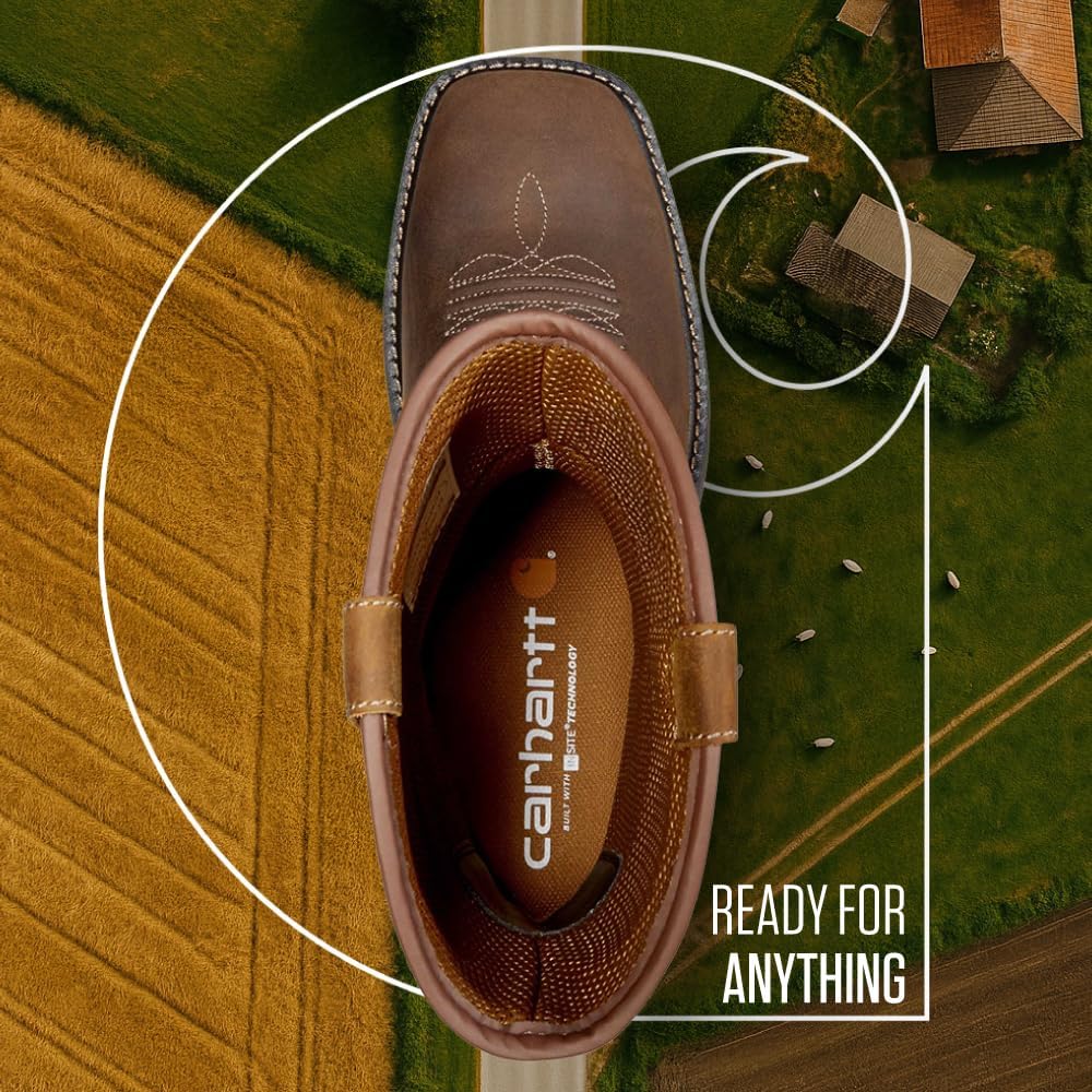 Carhartt мужские промышленные ботинки Montana Steel Square Toe Wellington 11" с водонепроницаемым эффектом и без шнуровки, Brown/Brown - 7.5 W — фото 2