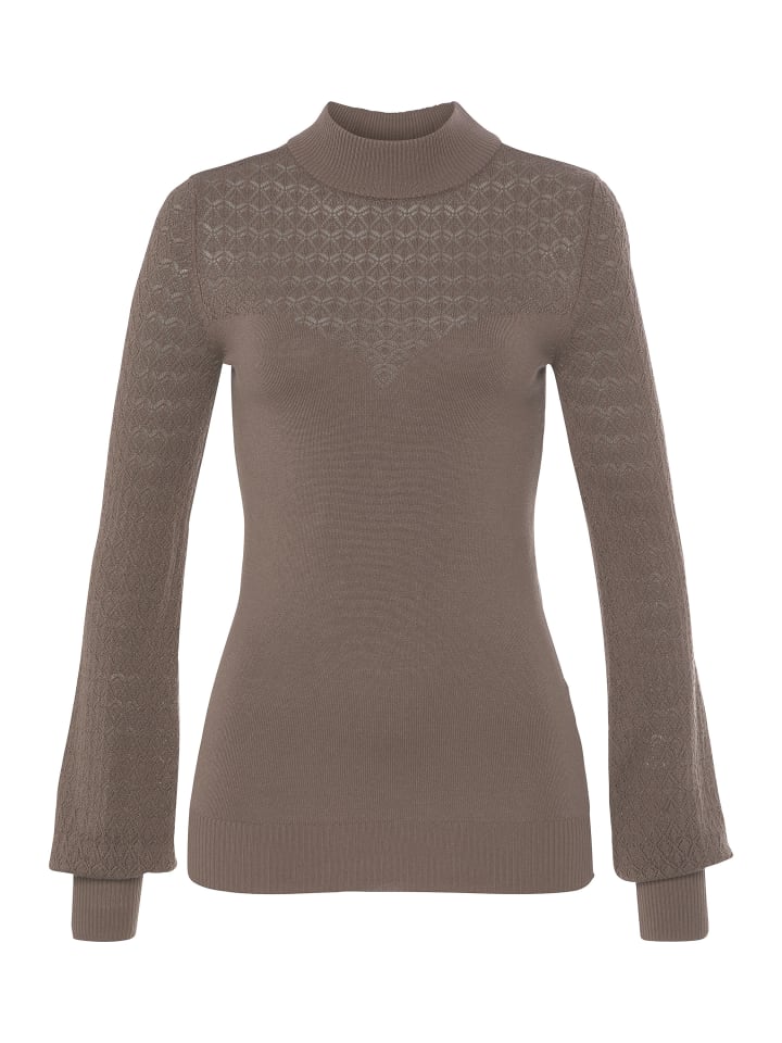 

Свитер с воротником-стойкой в серо-коричневом цвете Melrose