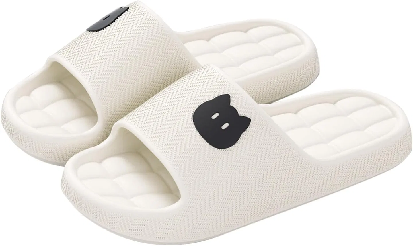 Badelatschen Damen Herren Badeschuhe Original Тапочки унисекс Schuhe Damen Sommer Hauslatschen Indoor Schlappen Leicht Hausschlappen Gemütlich Hausschuhe Bequem Тапочки Super Weich Badepantoletten 1 SLNLUYK, Weiß