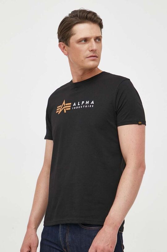 

Хлопковая футболка Label T Alpha Industries, черный