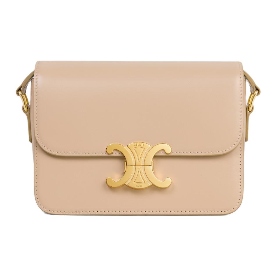 

Сумка через плечо Triomphe из блестящей коровьей кожи, женская, цвет "Oats Beige" CELINE