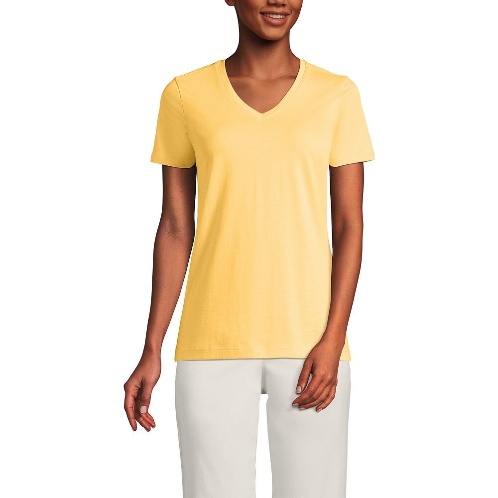 

Хлопковая футболка свободного кроя Petite Lands' End с V-образным вырезом Supima, цвет Simply Yellow