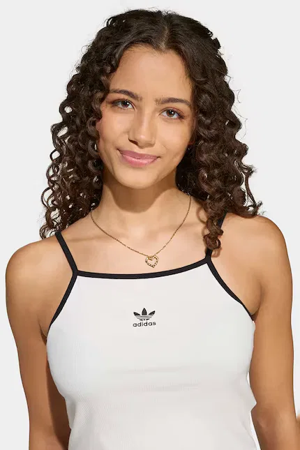 Топ детский из эластичного хлопка Adidas Originals, белый — фото 4