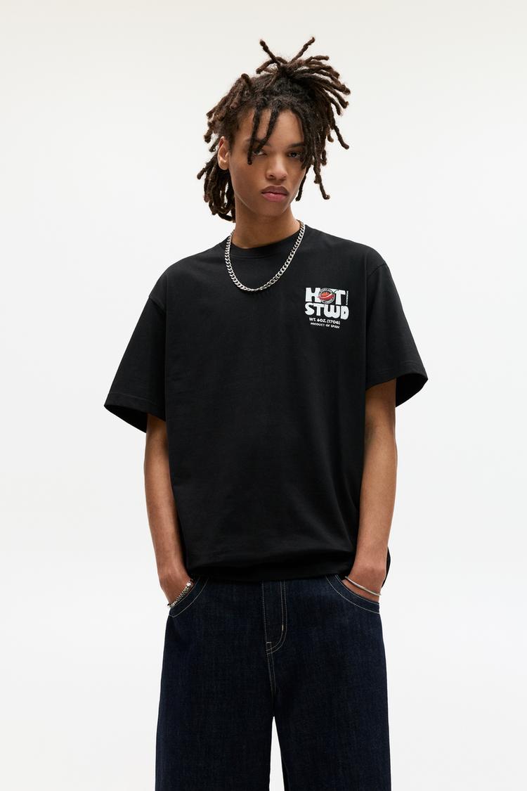 

Футболка Stwd с вышитым перцем чили Pull And Bear, черный