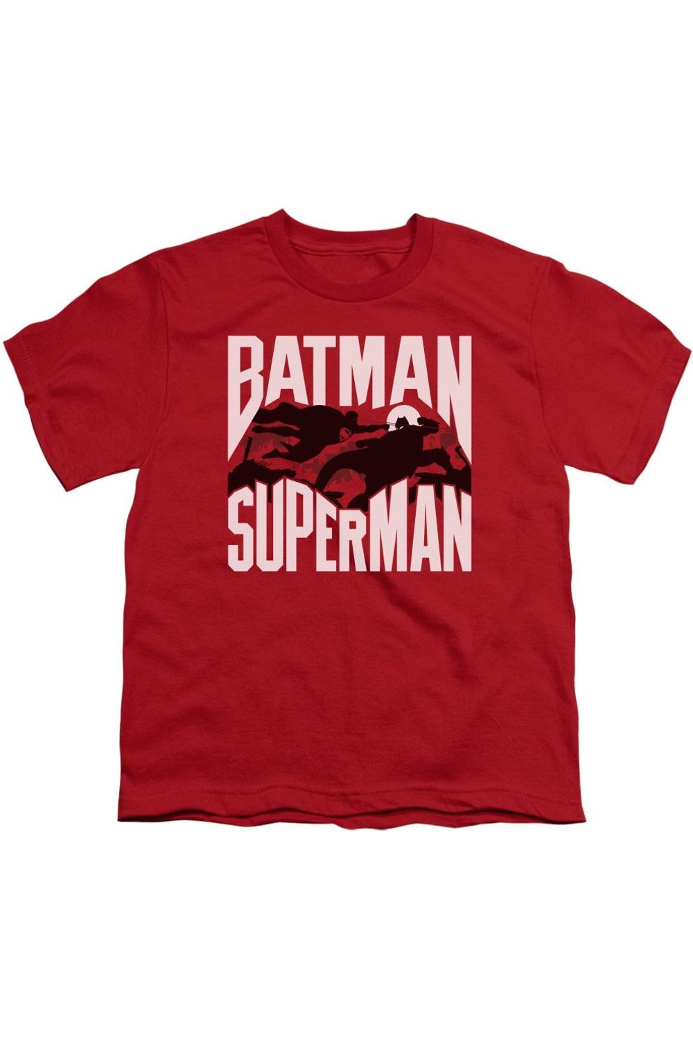 

Футболка с силуэтами Бэтмена и Супермена в бою для детей Gildan, красный