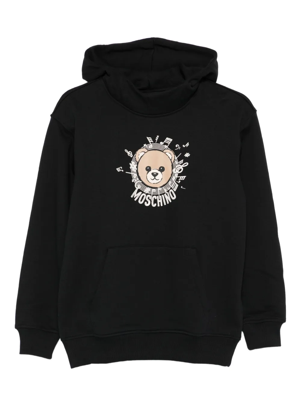 

Хлопковая толстовка с капюшоном и принтом Тедди Moschino Kids, черный