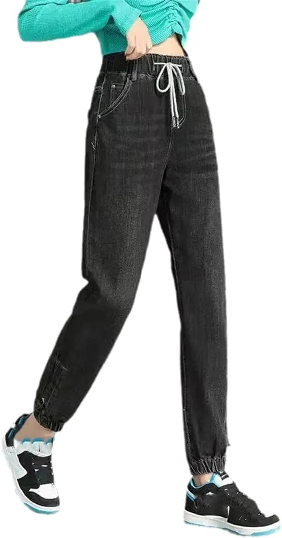 

Джинсы-джоггеры женские с манжетами на резинке