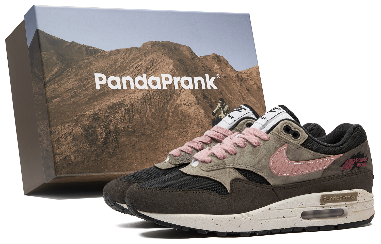 

Nike Air Max 1 Повседневные кроссовки мужские низкие розовый/коричневый/черный