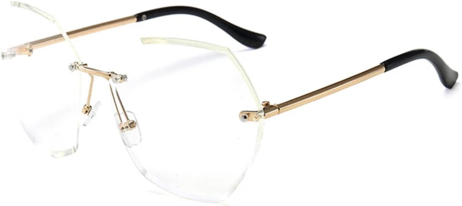 

Винтажные роскошные солнцезащитные очки Polygon без оправы для женщин и мужчин, модный тренд, панк, для отдыха на природе, летних путешествий, защита от УФ-излучения UV400 TKKTLLT, Gold Clear