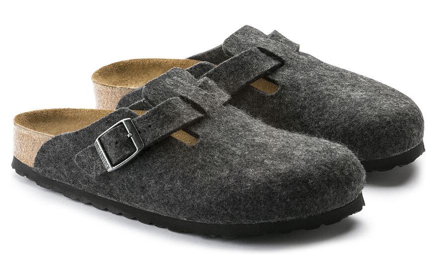Бостонские шерстяные тапочки с пряжкой Birkenstock, шиферно-серые — фото 3