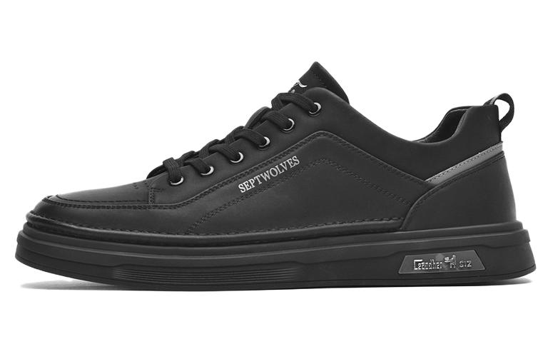 

SEPTWOLVES Низкие скейтерские кросcовки мужские черные, цвет Black (Standard Leather Shoe Size)
