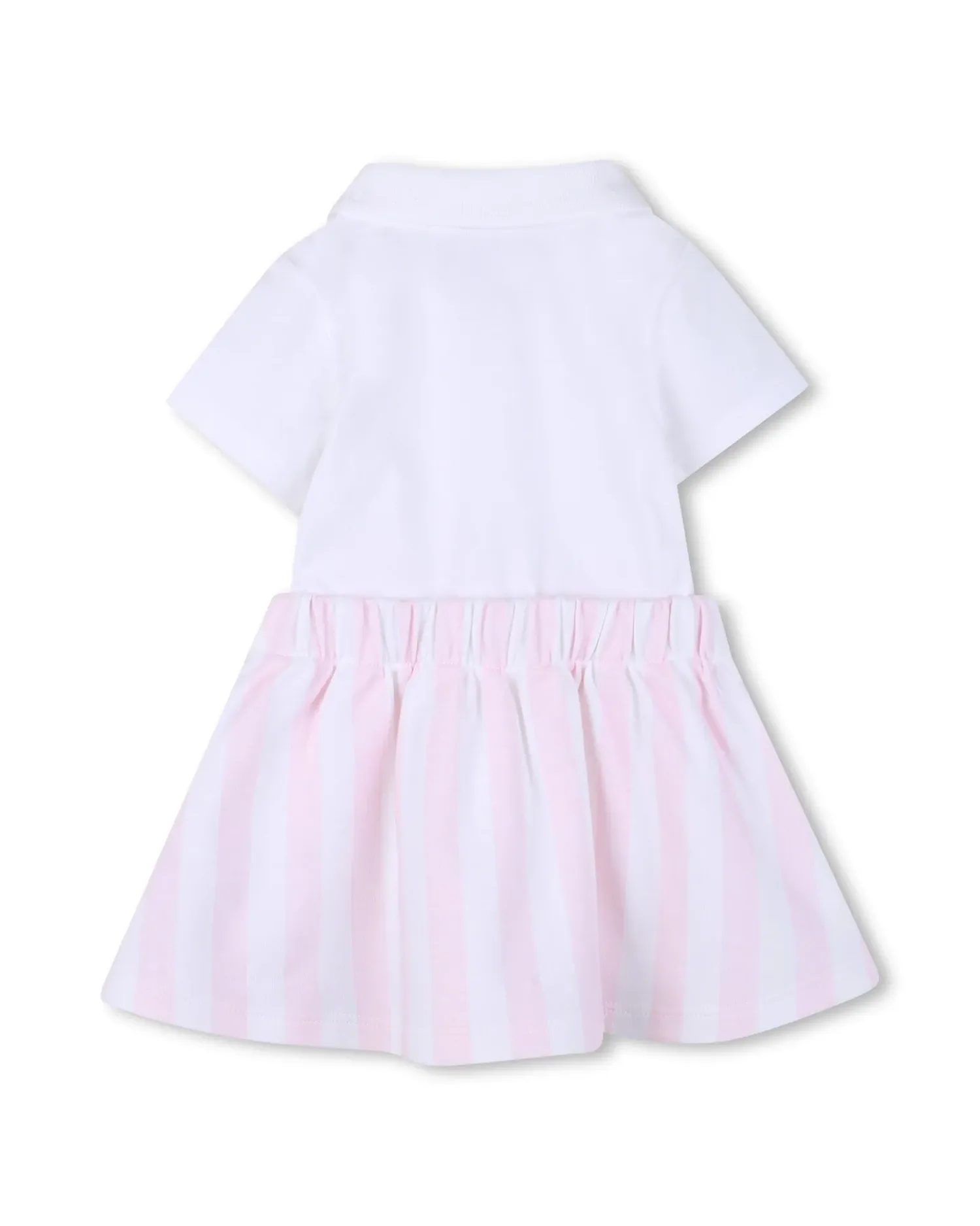 Платье для девочки младенца с коротким рукавом в полоску из хлопка BOSS Kidswear, Natural — фото 3