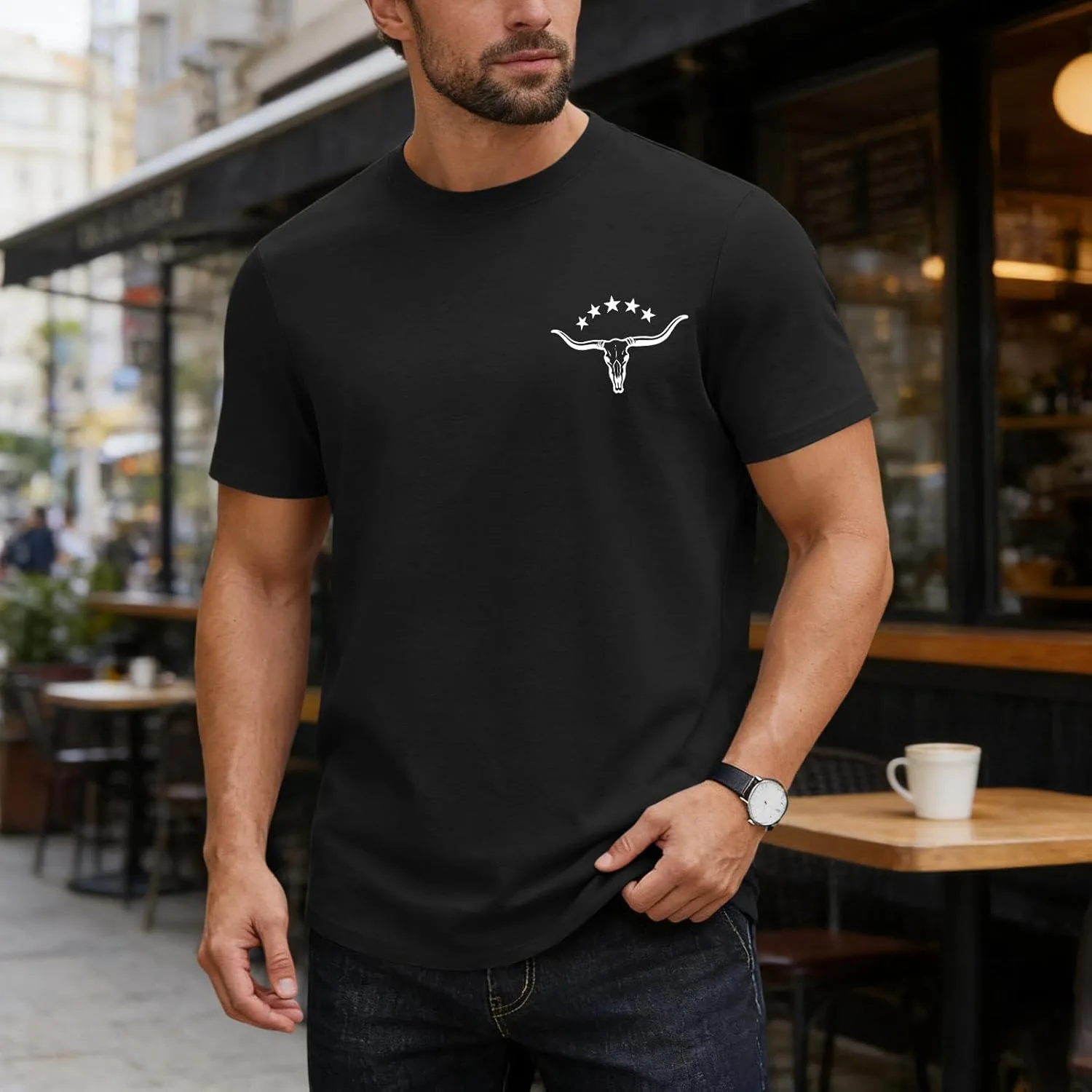 Футболка летняя короткий рукав Cotton T Shirts Casual Crewneck Basic мужская — фото 2