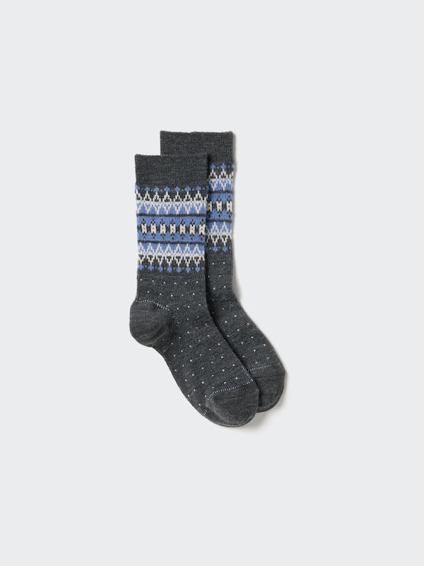 

Носки Heattech с узором Fair Isle Uniqlo, 08 dark grey