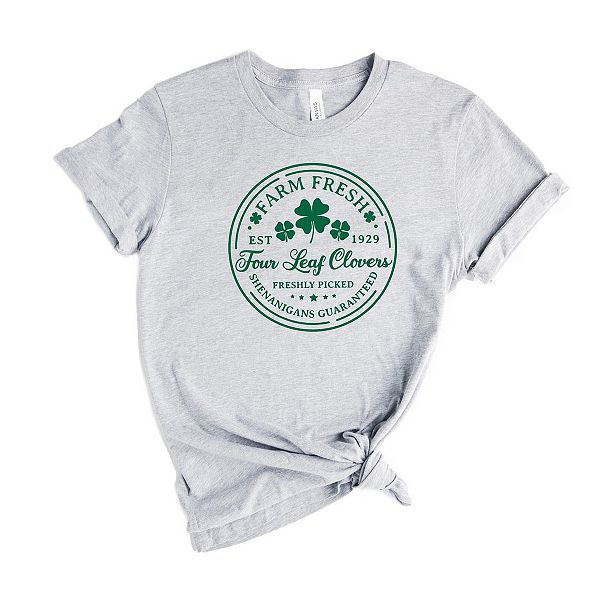 

Футболка с принтом Farm fresh four leaf clovers Simply Sage Market, Heather Grey