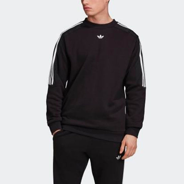 Толстовка originals radkin crewneck small logo embroidered round neck pullover black Adidas, черный — фото 4