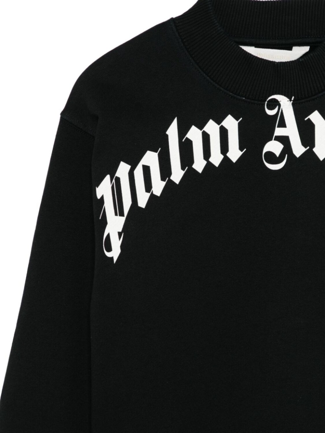 Детская толстовка с круглым вырезом и изогнутым логотипом Palm Angels Palm Angels Kids, черный — фото 3