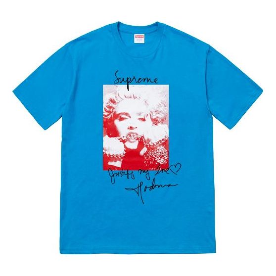 

Футболка fw18 madonna tee bright blue printing short sleeve Supreme, синий