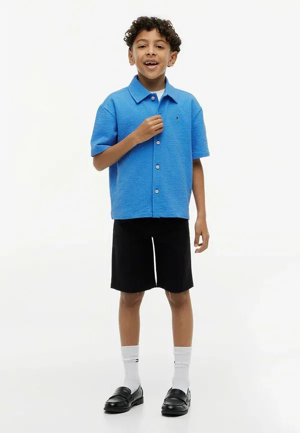 Рубашка Tommy Hilfiger Essential relaxed fit seersucker short sleeve shirt, копенгагенский синий