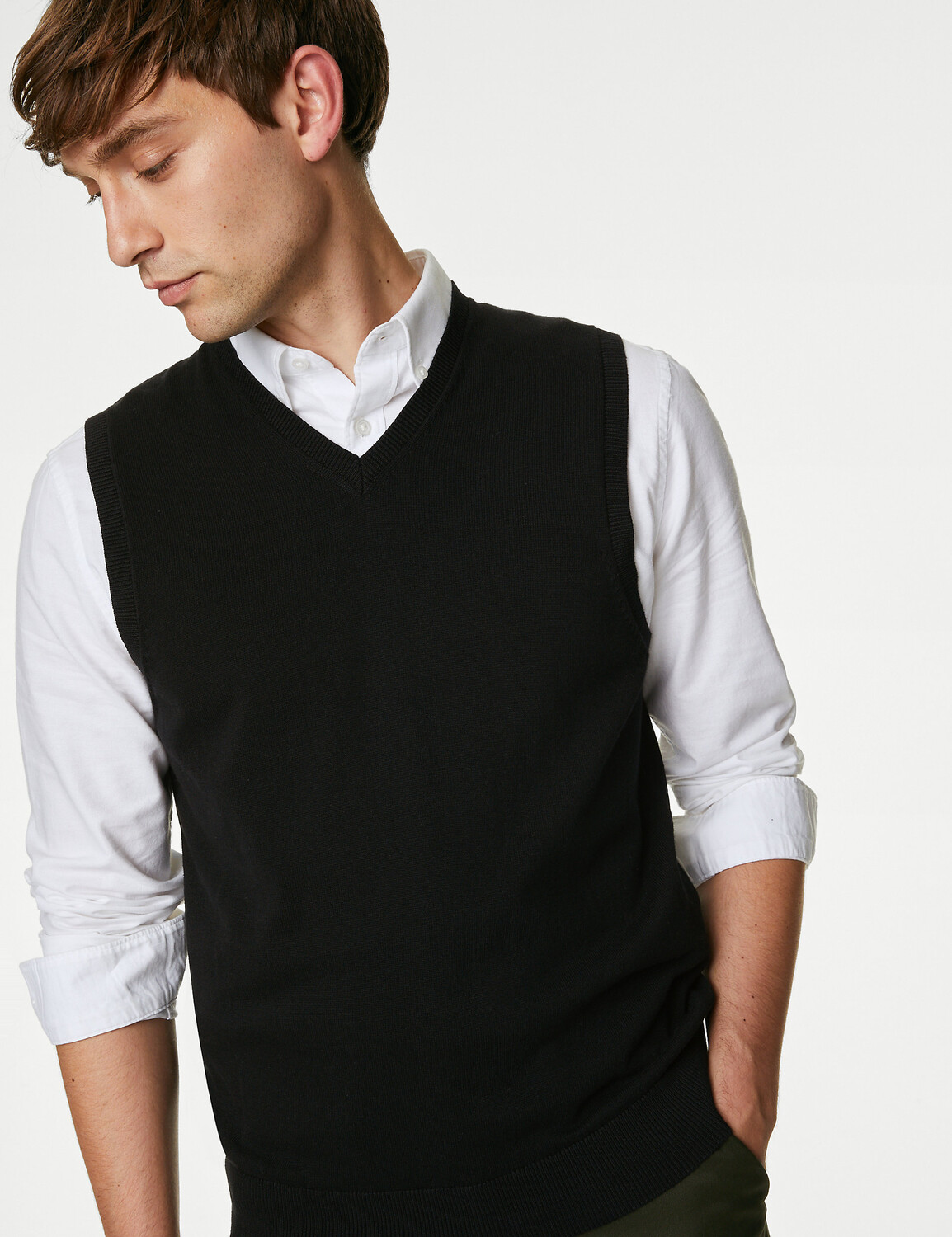 

Джемпер без рукавов из чистого хлопка Marks & Spencer, черный
