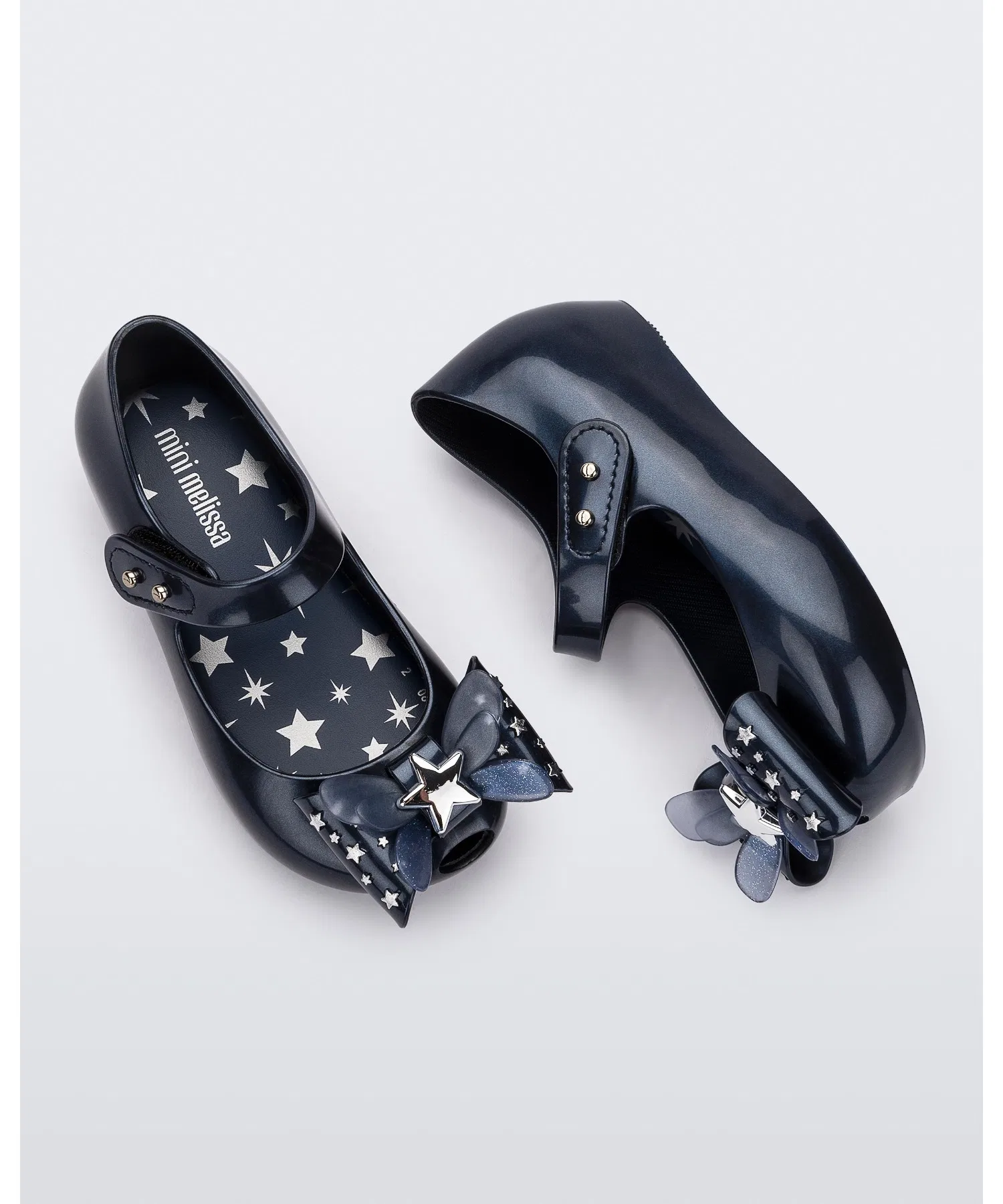 Детские балетки Melissa Ultragirl Star II с бантом тёмно-синие — фото 3