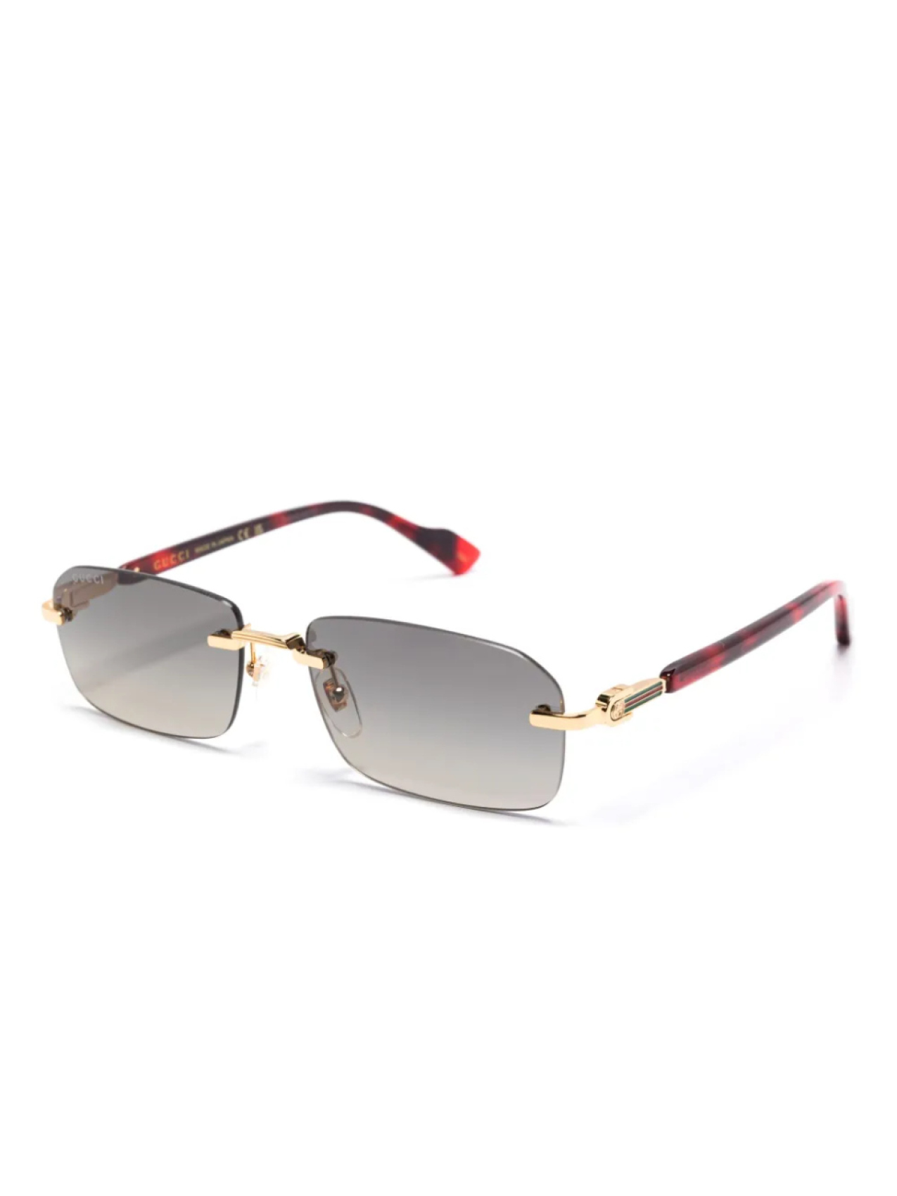Солнцезащитные очки Gucci Eyewear в прямоугольной оправе, золотой — фото 2