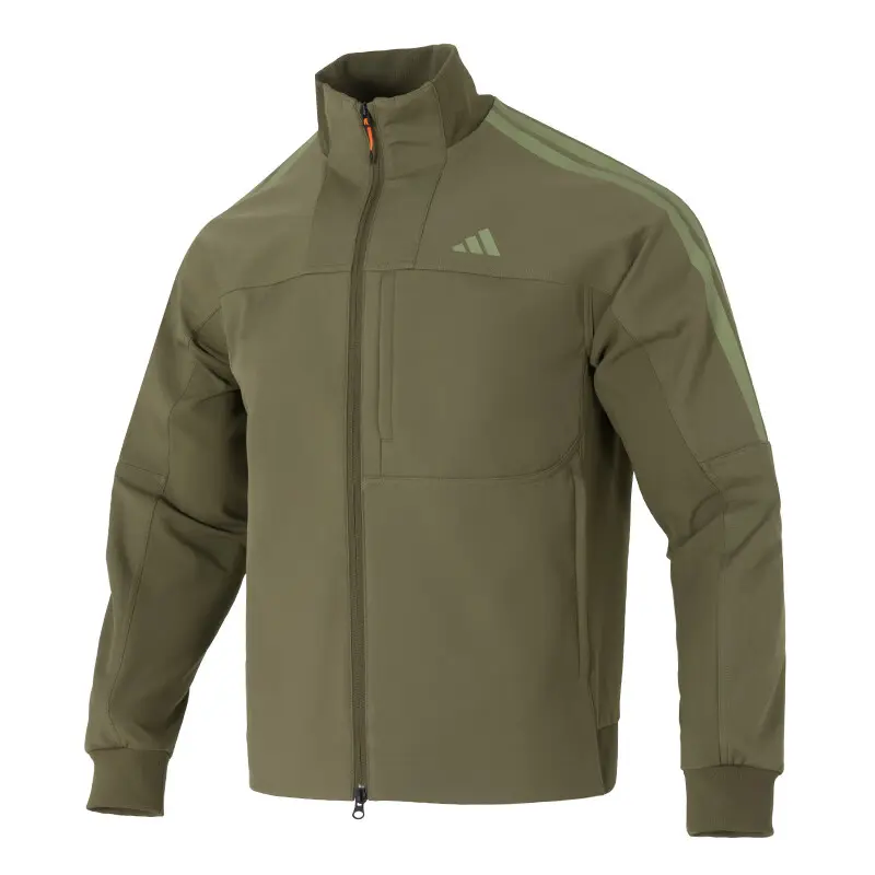 

Adidas Куртка мужская оливково-зеленая с воротником стойкой