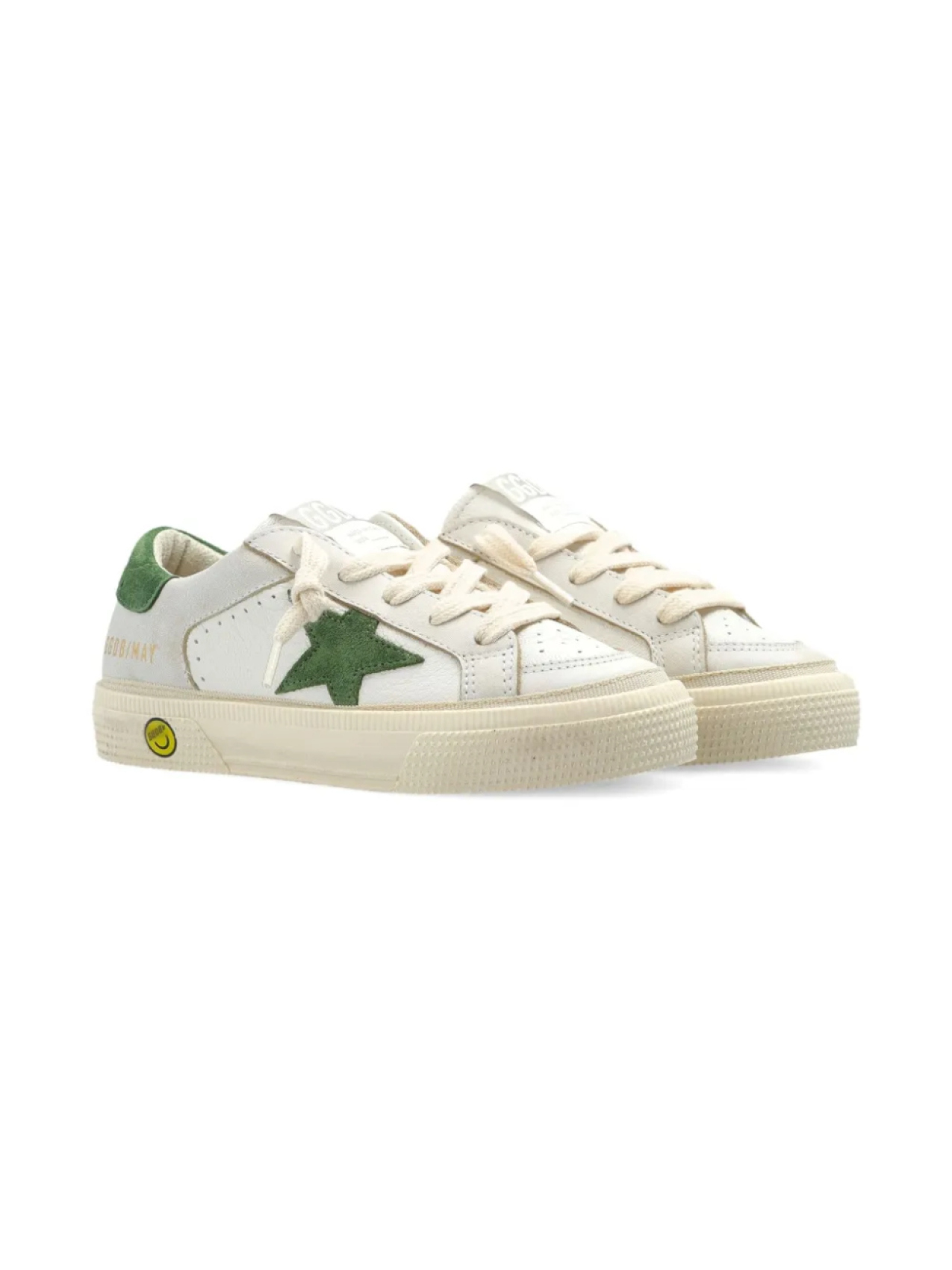 

Кроссовки Golden Goose Kids May из кожи со звездами, белый