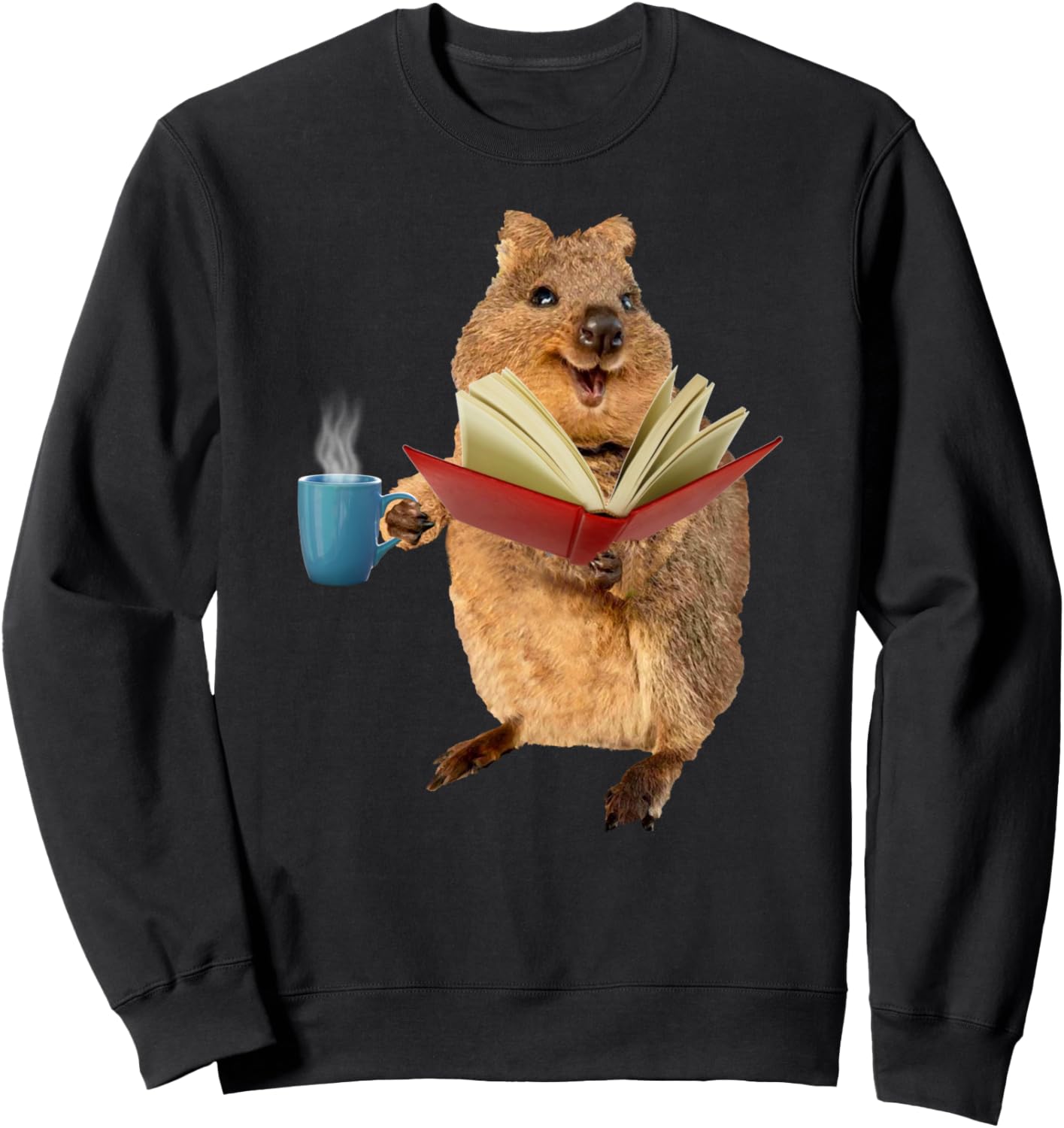 

Толстовка Kawaii Okka, Book and Coffee Gift Dog Eat Doug, черный