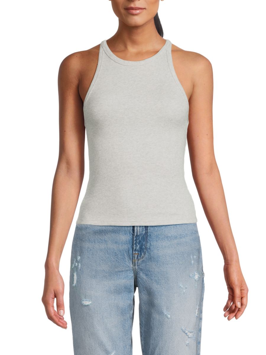 

​Ребристый топ Heritage Good American, цвет Heather Grey