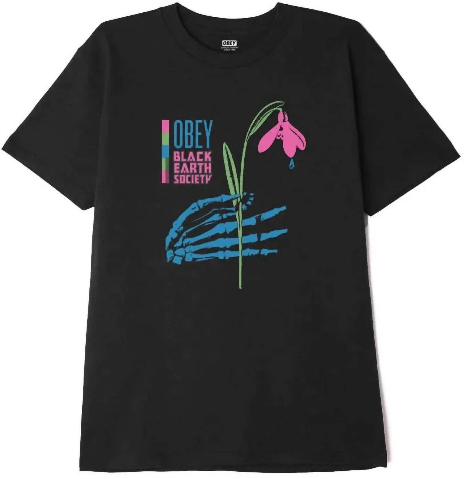 

Женская футболка Earth Society в черном цвете Obey Clothing
