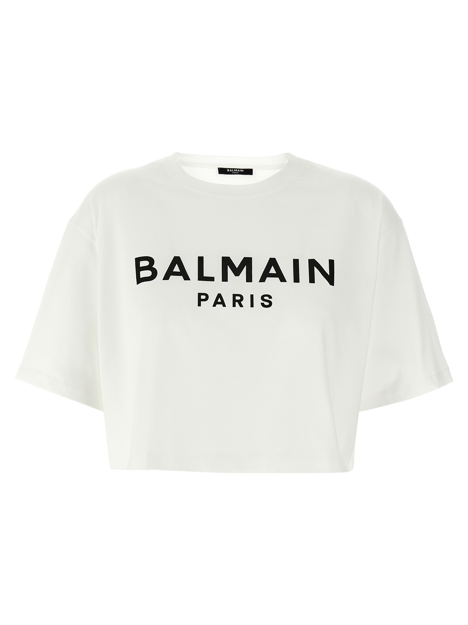 

Кроп-топ футболка с логотипом BALMAIN, черный