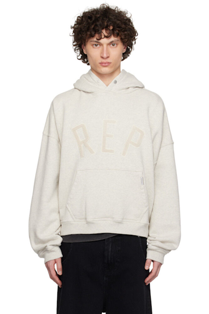 

Серая толстовка с капюшоном и аппликацией «Rep» Represent