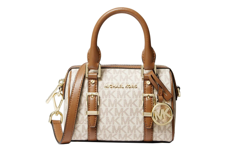 

MICHAEL KORS Сумка кроссбоди из кожи бедфордской коровы миниатюрная женская ванильно-белая и желудево-коричневая