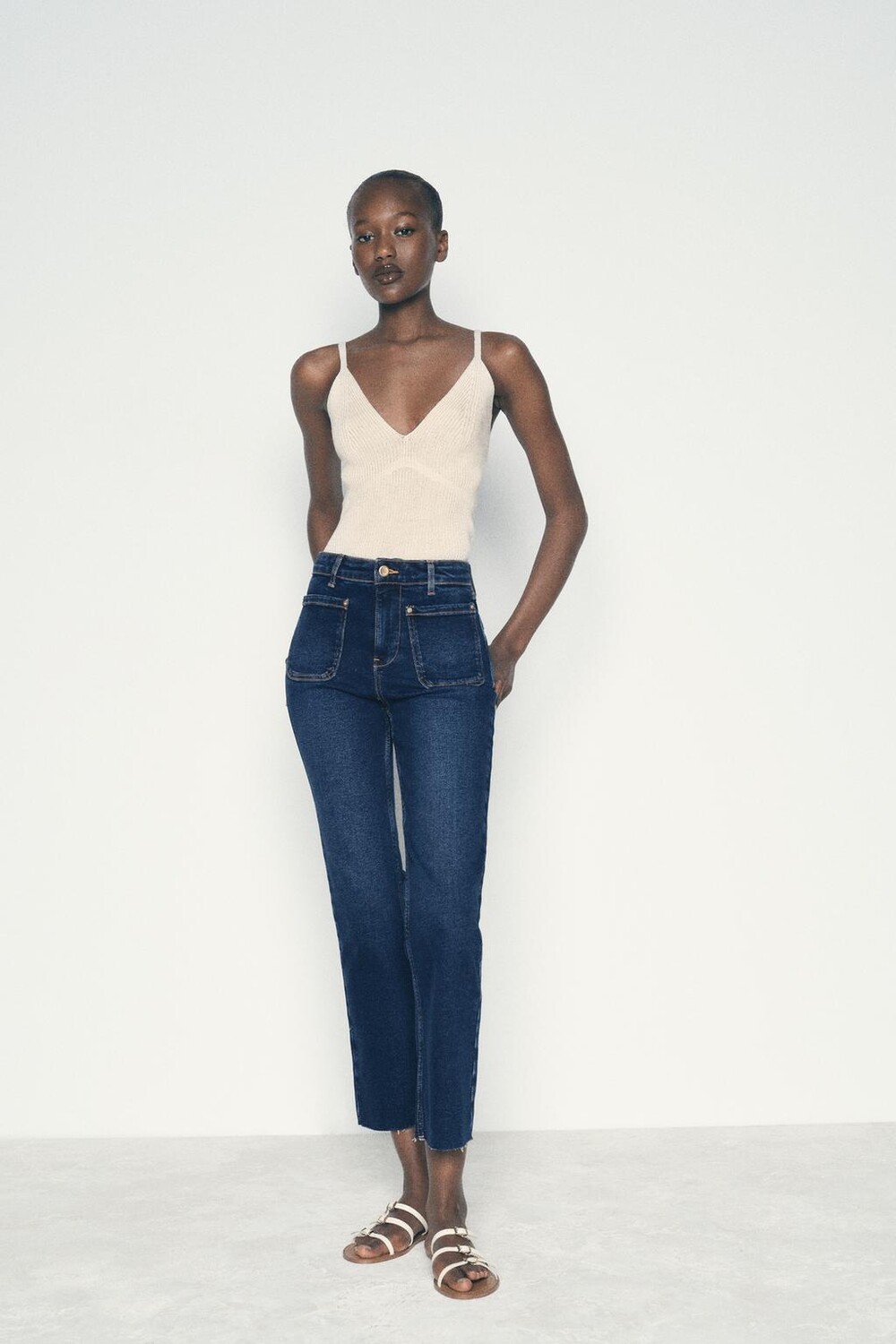 

Джинсы мини-клёш с высокой талией z1975 ZARA, синий