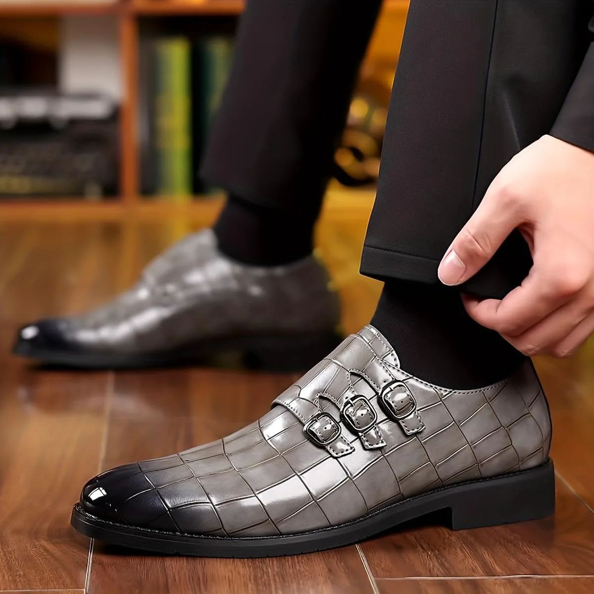 Men‘s Business Casual Shoes for Office, Daily Wear & Semi-Formal Occasions Hhhchpm, синий — фото 2