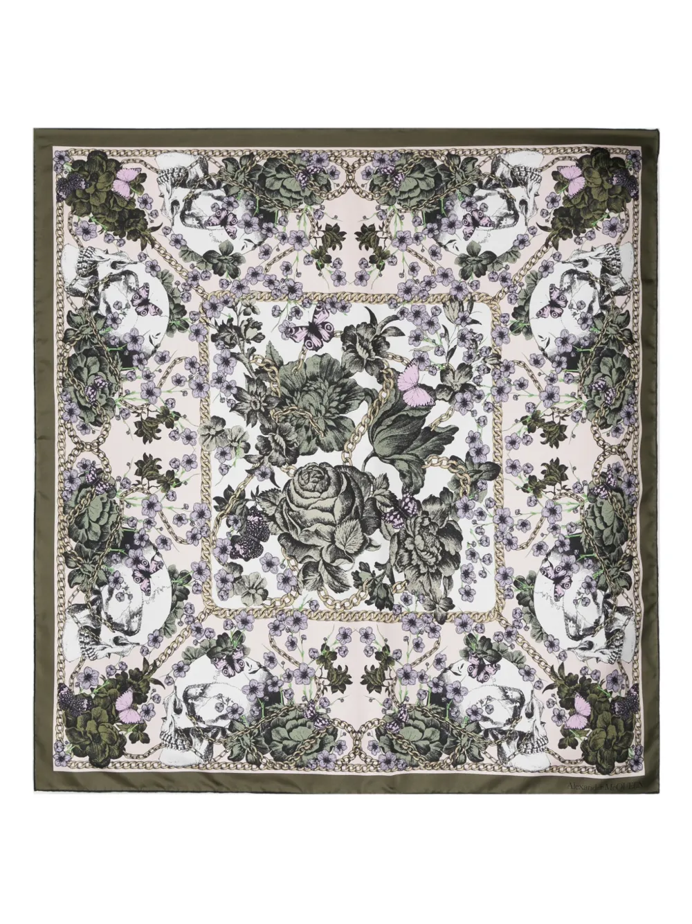 

Шарф Blossom Skull Alexander McQueen, зеленый