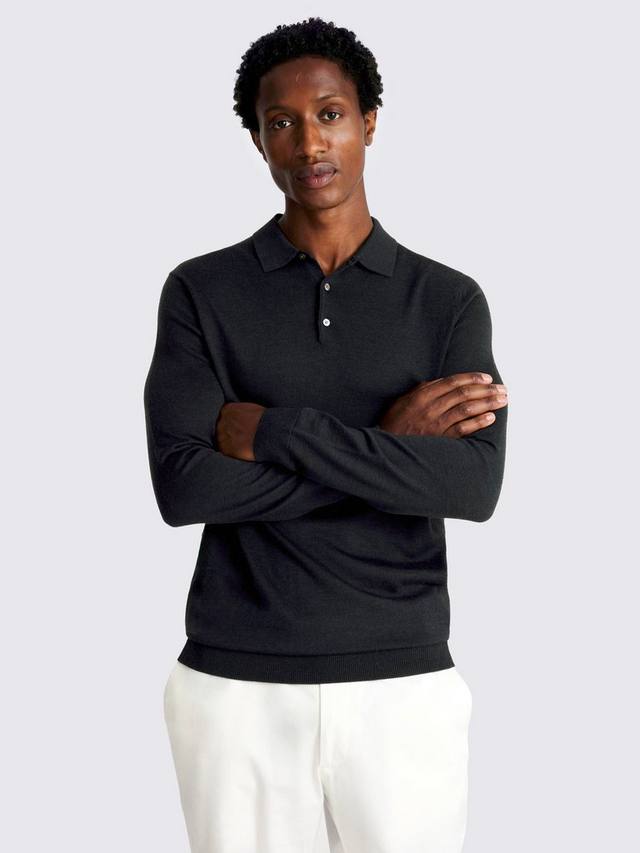 

Поло с длинными рукавами Regular Fit из смесовой мериносовой шерсти Moss, Dark Teal