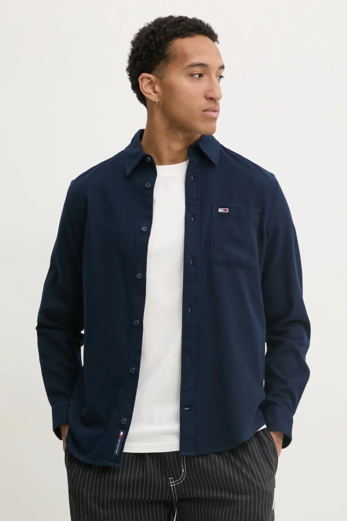 

Хлопковая рубашка Tommy Jeans, темно-синий